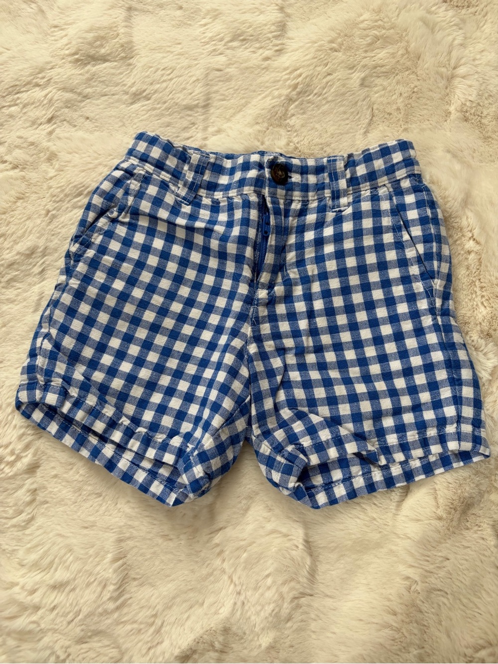Janie and Jack Blue and White Gingham Shorts
